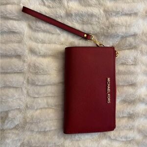 Michael Kors Burgundy Wristlet